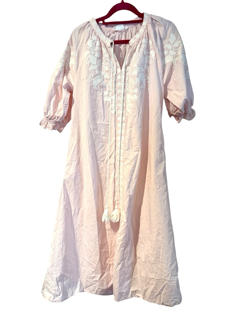 Julia Amory Embroidered Cotton Coatue Resort Maxi Dress Ballet Pink Size Small - Picture 5 of 16